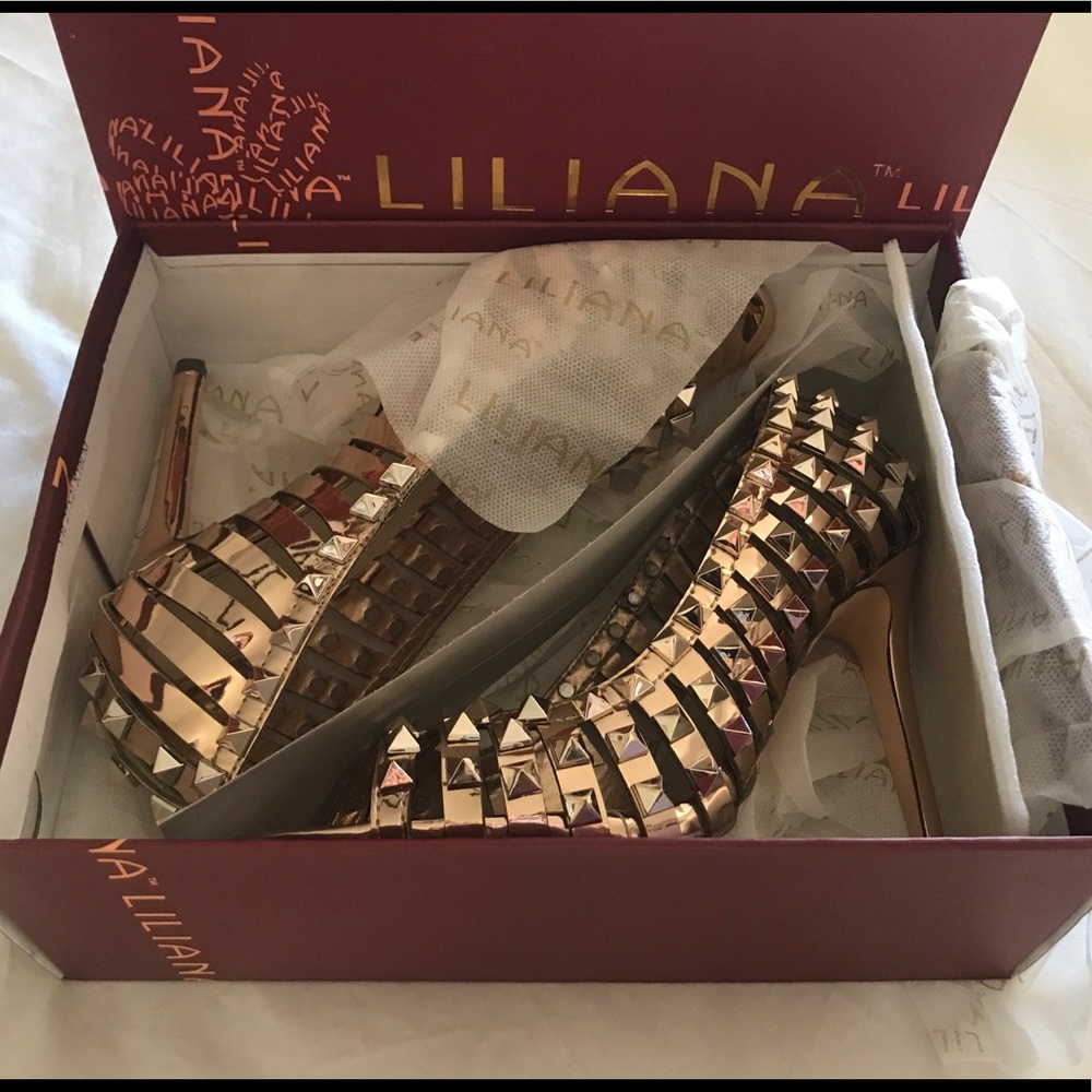 Rose Gold studded heels